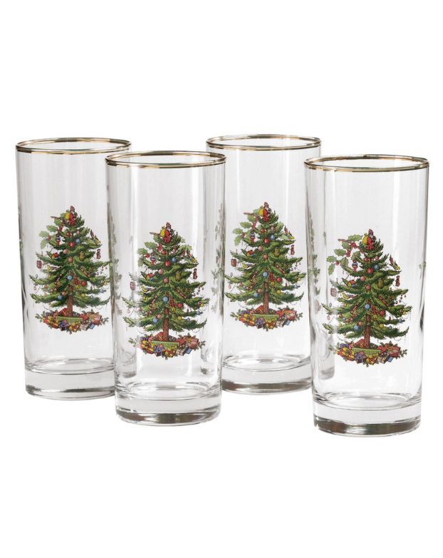 Christmas Tree Set of 4 Highball Glasses